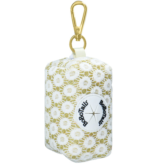 Bobotails Floral Brilliance doggie poop bags holder lightweight pouch with zipper to hold waste bags and Carabiner on the leash backpack harness
