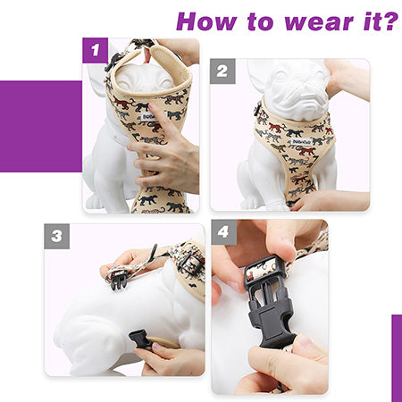 hyena print dog harness for small dogs