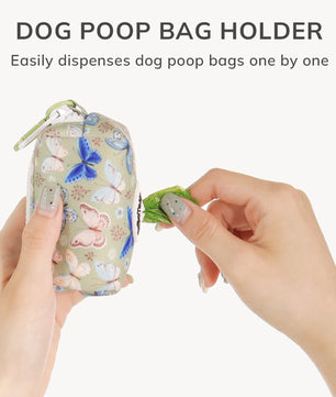 Support de sac de merde de chien imprimé papillon