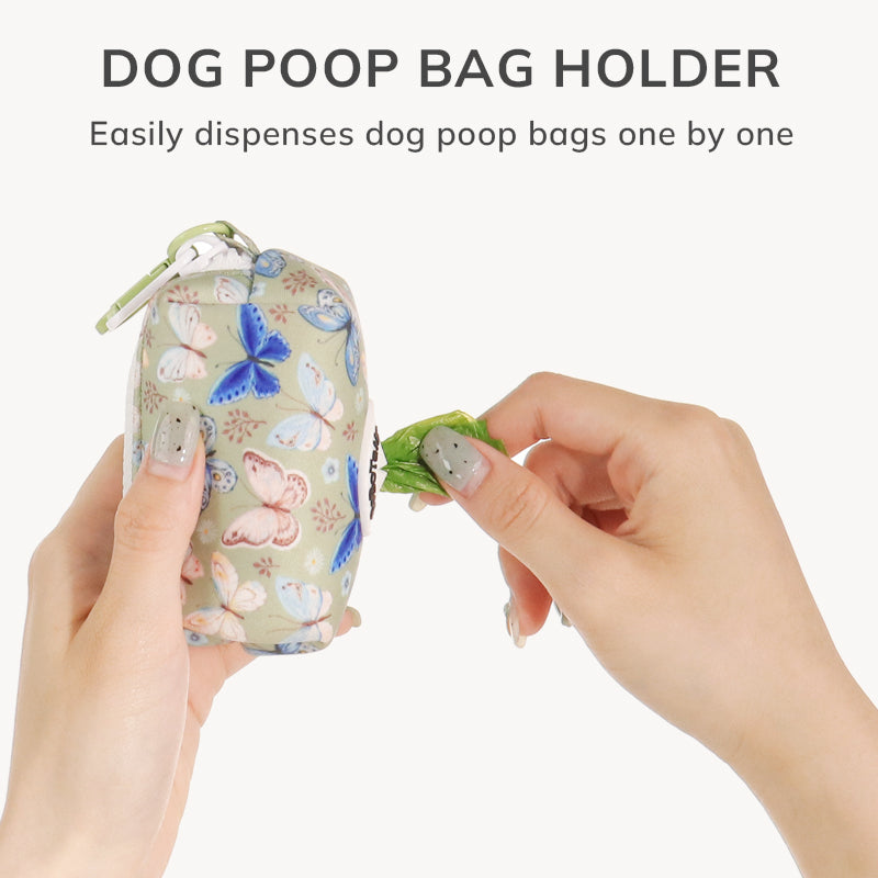 Support de sac de merde de chien imprimé papillon