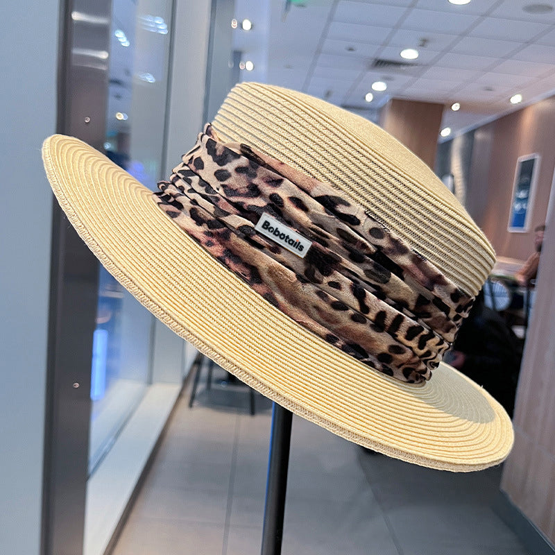 Chapeau de paille imprimé léopard - Style assorti chien et maître
