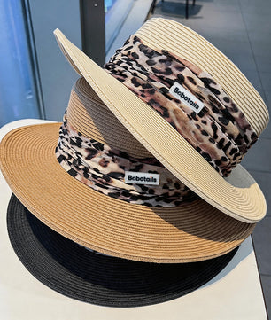 Chapeau de paille imprimé léopard - Style assorti chien et maître
