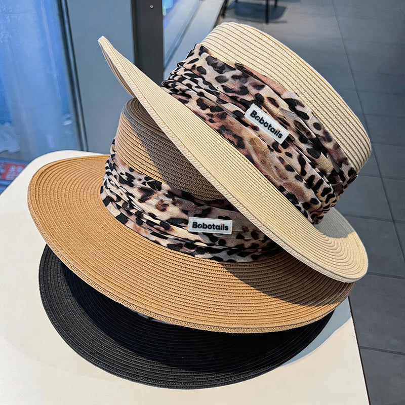 Chapeau de paille imprimé léopard - Style assorti chien et maître