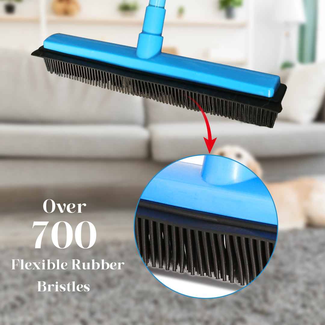 Balai en caoutchouc avec raclette pour dissolvant de poils pour animaux de compagnie de tapis
