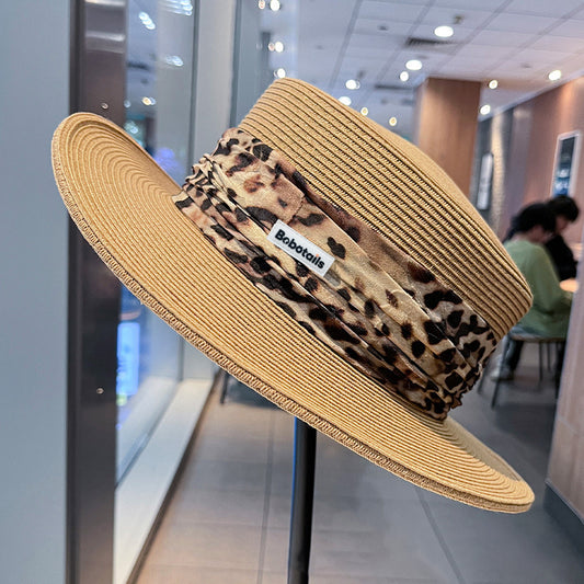 Chapeau de paille imprimé léopard - Style assorti chien et maître