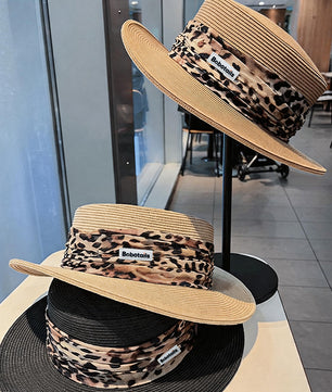 Chapeau de paille imprimé léopard - Style assorti chien et maître