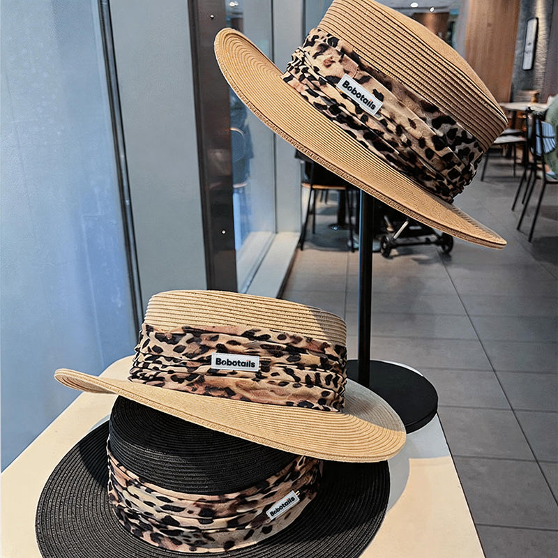 Chapeau de paille imprimé léopard - Style assorti chien et maître