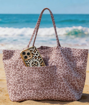 Sac fourre-tout en toile imprimé léopard - Style assorti chien et maître