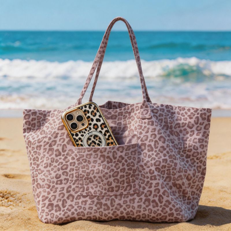 Sac fourre-tout en toile imprimé léopard - Style assorti chien et maître