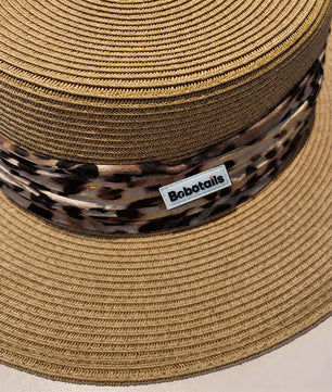 Chapeau de paille imprimé léopard - Style assorti chien et maître