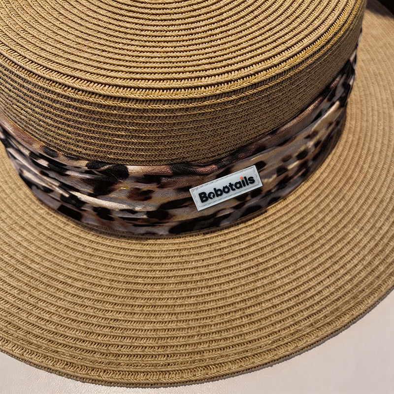 Chapeau de paille imprimé léopard - Style assorti chien et maître