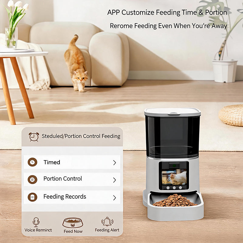 Distributeur automatique intelligent de nourriture pour animaux de compagnie Wi-Fi – Mangeoire connectée pour chats et chiens