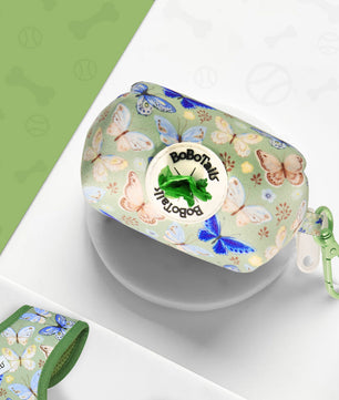 Support de sac de merde de chien imprimé papillon