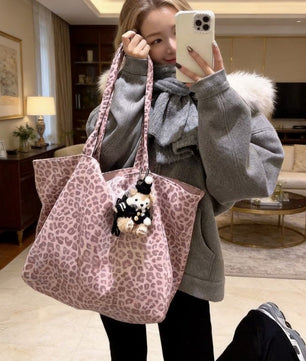 Sac fourre-tout en toile imprimé léopard - Style assorti chien et maître