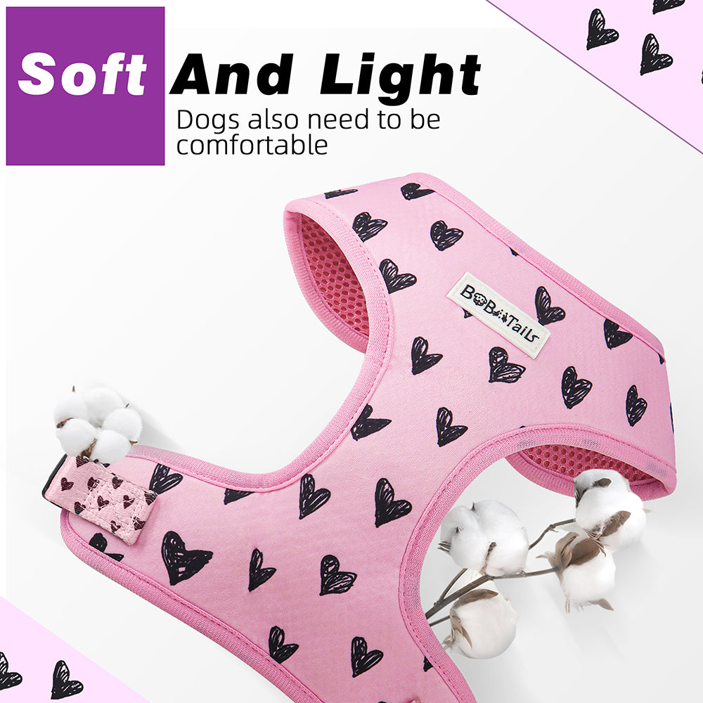 Bobotails Dog Harness, Harness Small Size Dog, Adjustable Soft Padded Dog Vest, Airmesh Breatheable Pet Cotton material Vest with Easy Control for Small and Medium Dogs