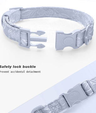 Pitbull dog collar in Morning Glory floral design - BoboTails strong collar for active dogs