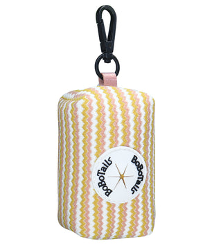 Bobotails dog poop bag holder for leash doggie waste bag dispenser soft fabric puppy potty carrier small doggy zipper pouch with carabiner clip
