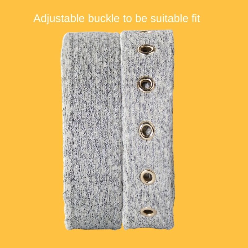 Side view of chunky knit women's belt  showing fit and comfort within a coordinated dog and owner matching system