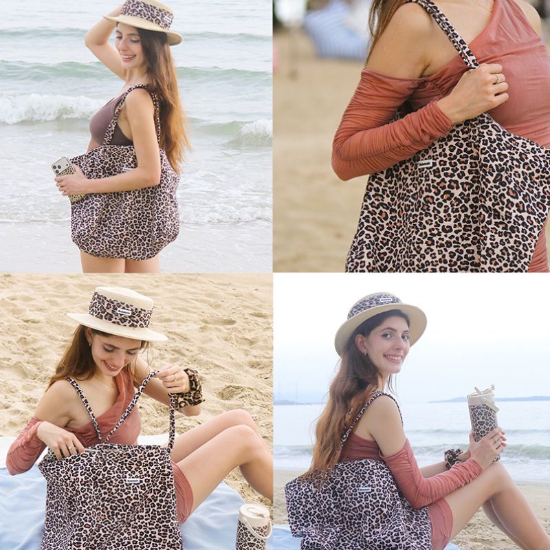 Designer leopard tote bag from the Bobotails matching lifestyle collection for modern dog lovers.