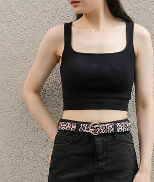 a woman wearing leopard print women's belts for jeans 2023 