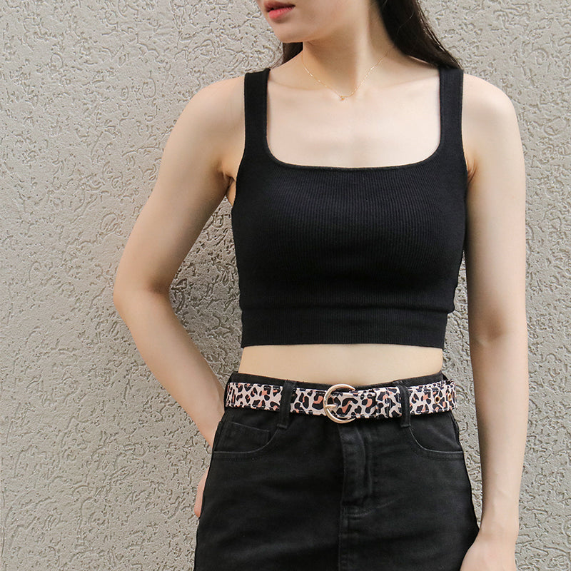 a woman wearing leopard print women's belts for jeans 2023 