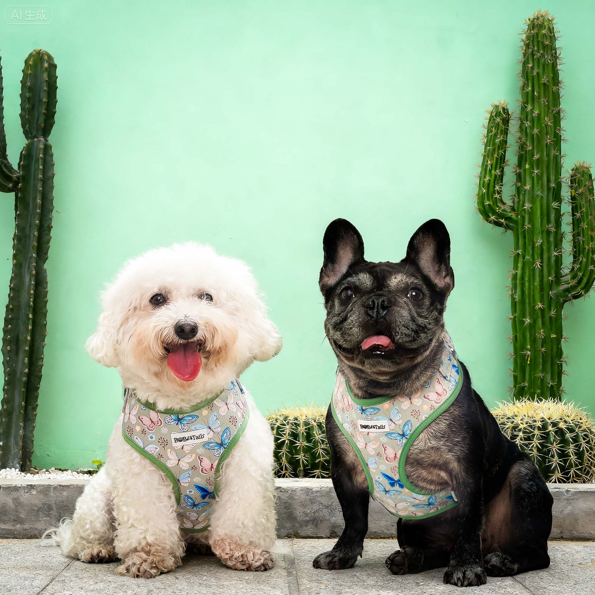 Harnais de chien de créateur imprimé en papillon