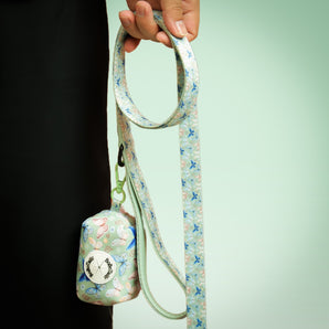 Ensemble harnais imprimé papillon, laisse et porte-sacs à crottes