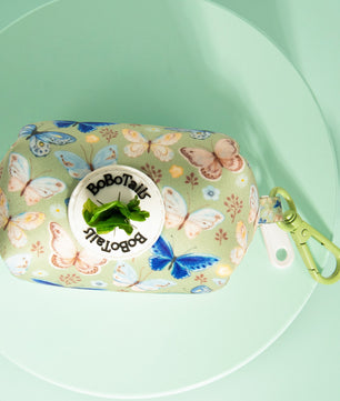 Ensemble harnais imprimé papillon, laisse et porte-sacs à crottes