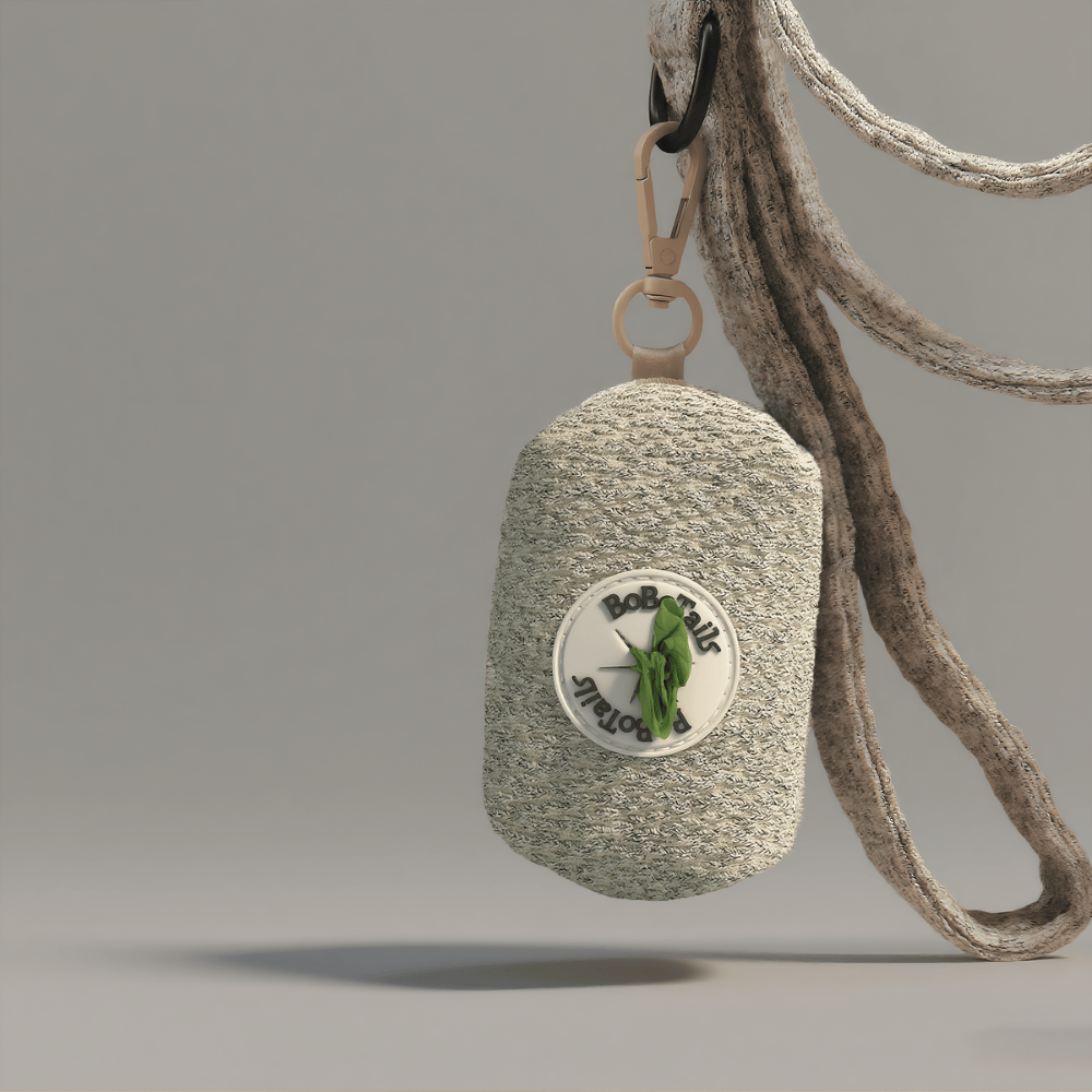 Bobotails Chunky Knitted dog leash and poop bag holder matching set  with taupe color
