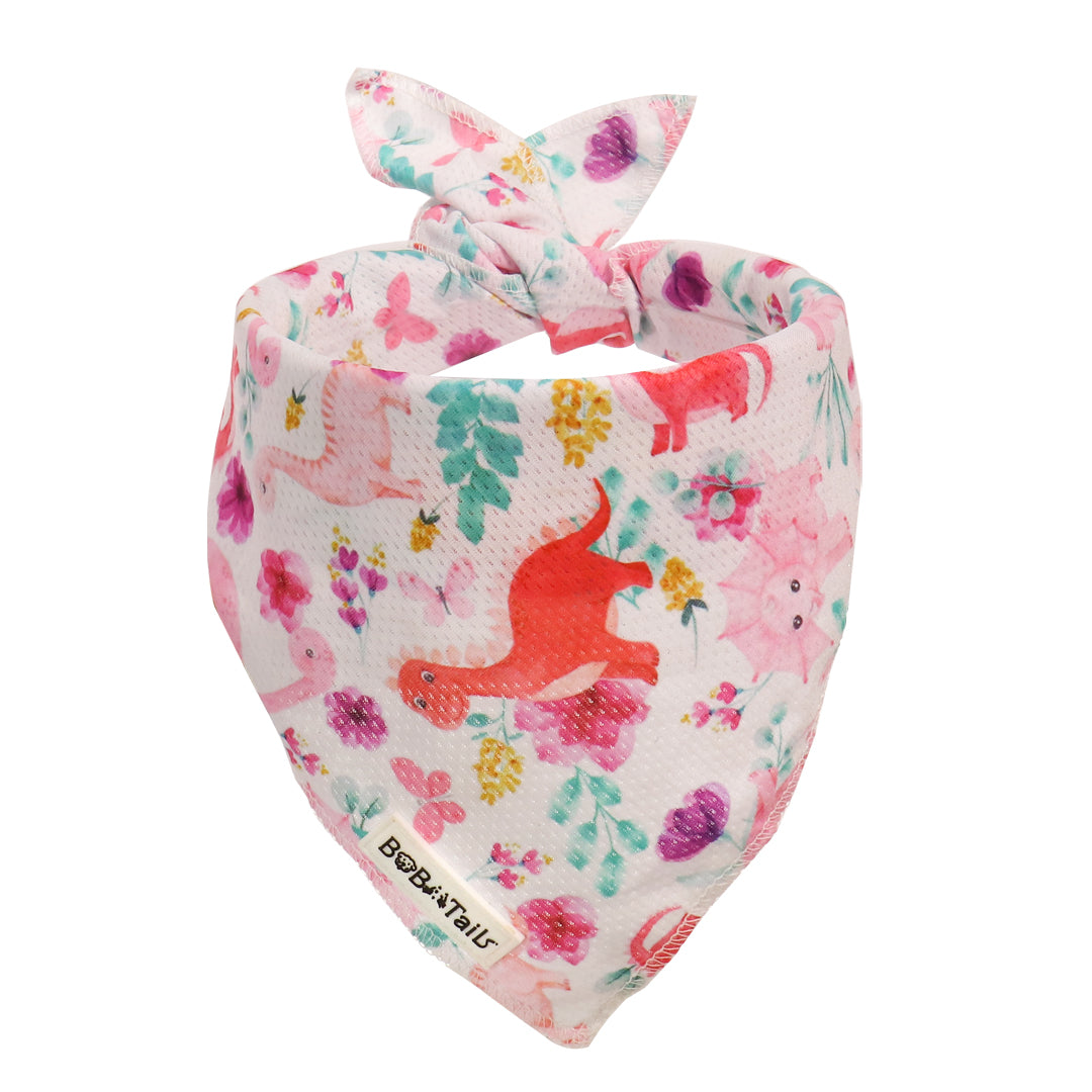 Dinosaur Printed Dog Bandana  designed to match the harness and owner accessories in a coordinated system