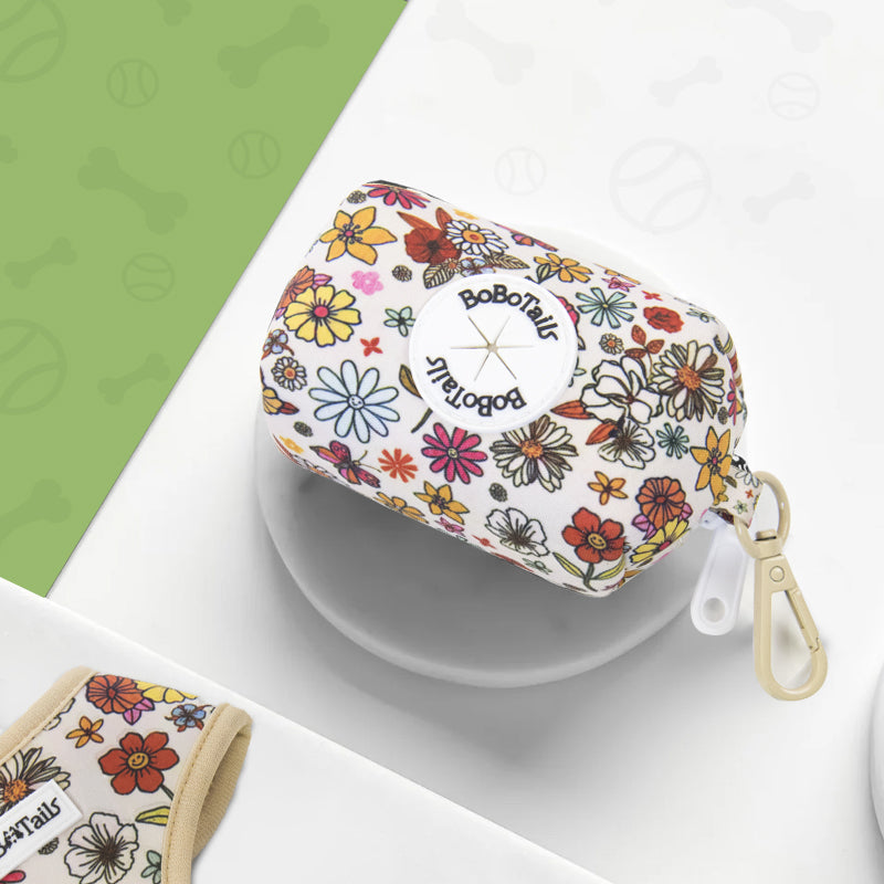 Flower Print small zipper bag matching the harness and owner accessories for daily dog walks