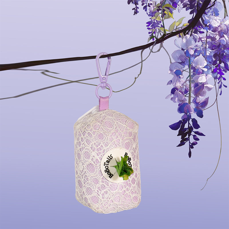 Lavender lace dog waste bags holder matching the  Lavender lace harness and owner accessories for daily dog walks