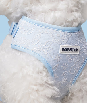 Morning glory blue floral dog harness no pull – Bobotails