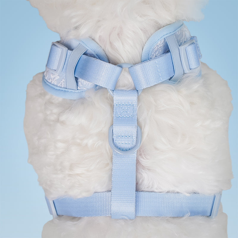 Side view of Morning Glory dog jacket with harness showing fit and comfort within a coordinated dog and owner matching system