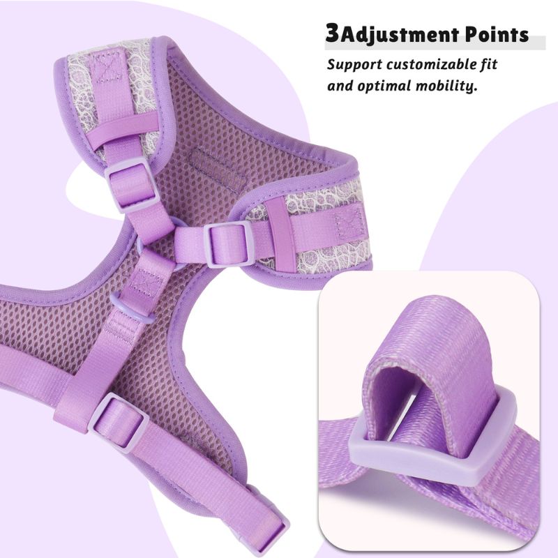 adjustable straps for lavender lace dog harness for comfortable fit