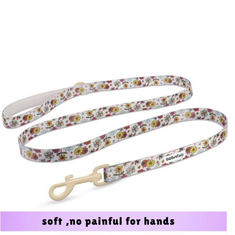 flower printed best dog leash for running  matching the  harness and owner accessories for daily dog walks