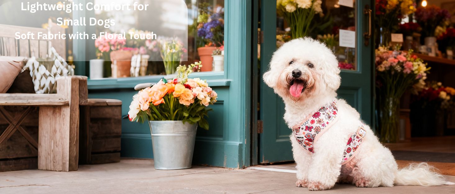  flower printed best small dog harness   as part of a complete dog and owner matching accessory set