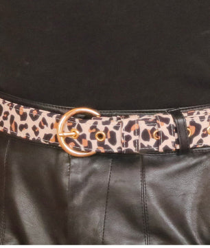leopard printed belt for woman  designed to coordinate with dog harness and accessories as part of a matching system