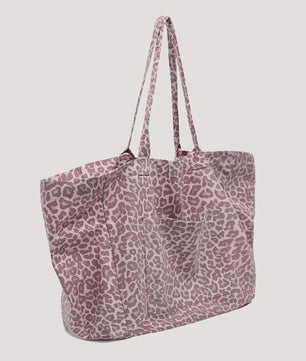 Leopard print canvas tote bag white - matching dog harness owner style