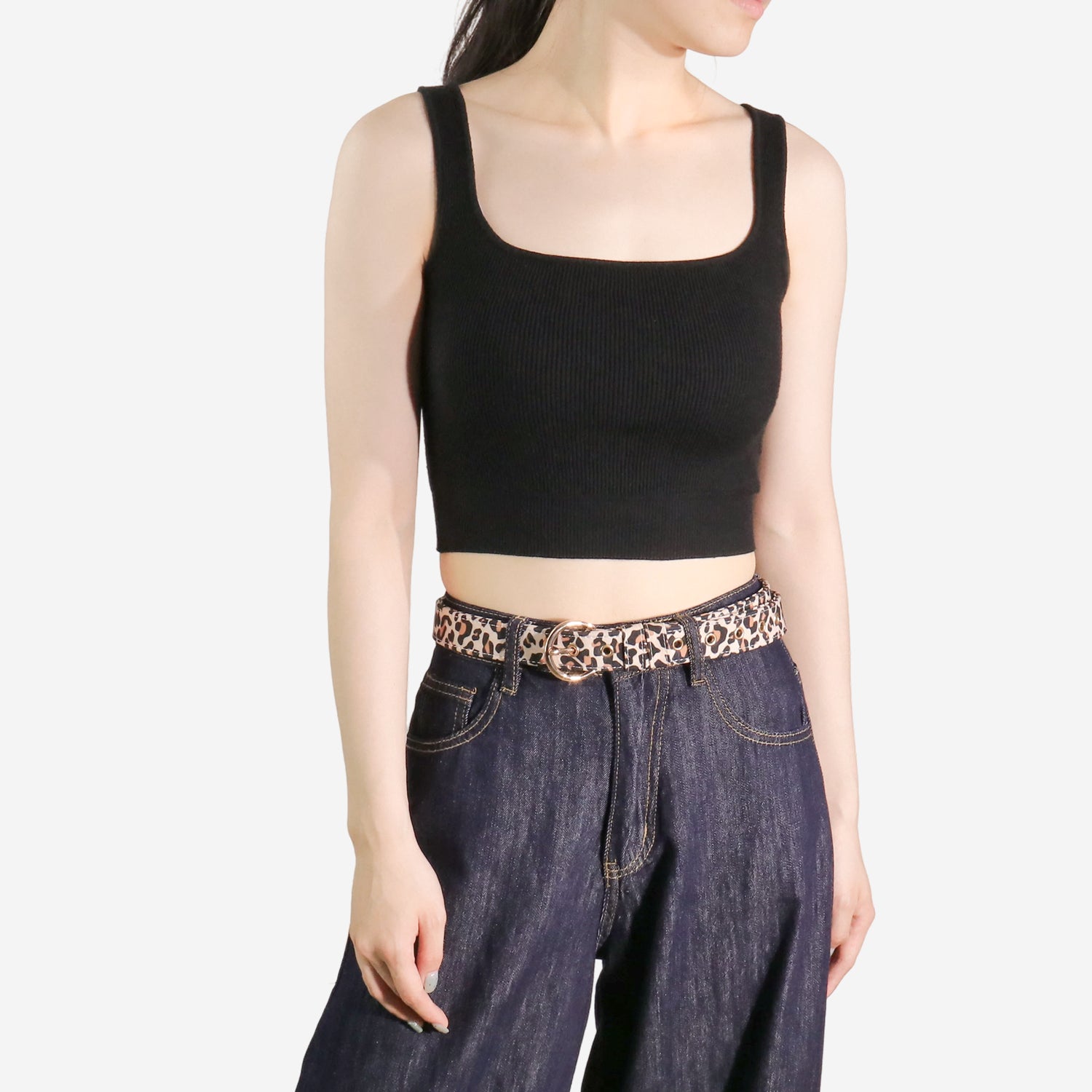 leopard printed women's belts for jeans  as part of a complete dog and owner matching accessory set