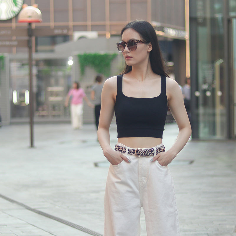  leopard women's belts for white jeans  as part of a matching dog and owner accessory system for everyday walks 