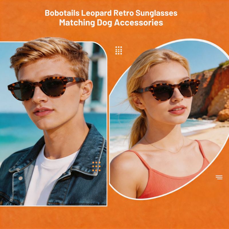 Leopard print sunglasses angle view - matching Bobotails dog harness collection
