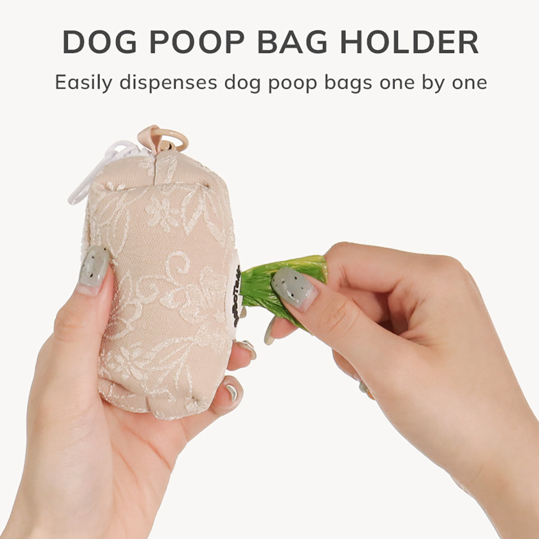 morning glory biscuit dog waste bag holder matching the harness and owner accessories for daily dog walks