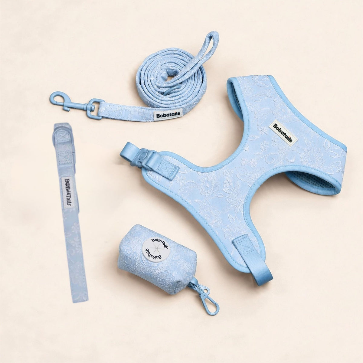 Ensemble harnais 4 pièces Morning Glory Blue pour chien