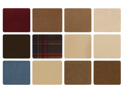 Color swatch grid with various brown and beige tones on a white background